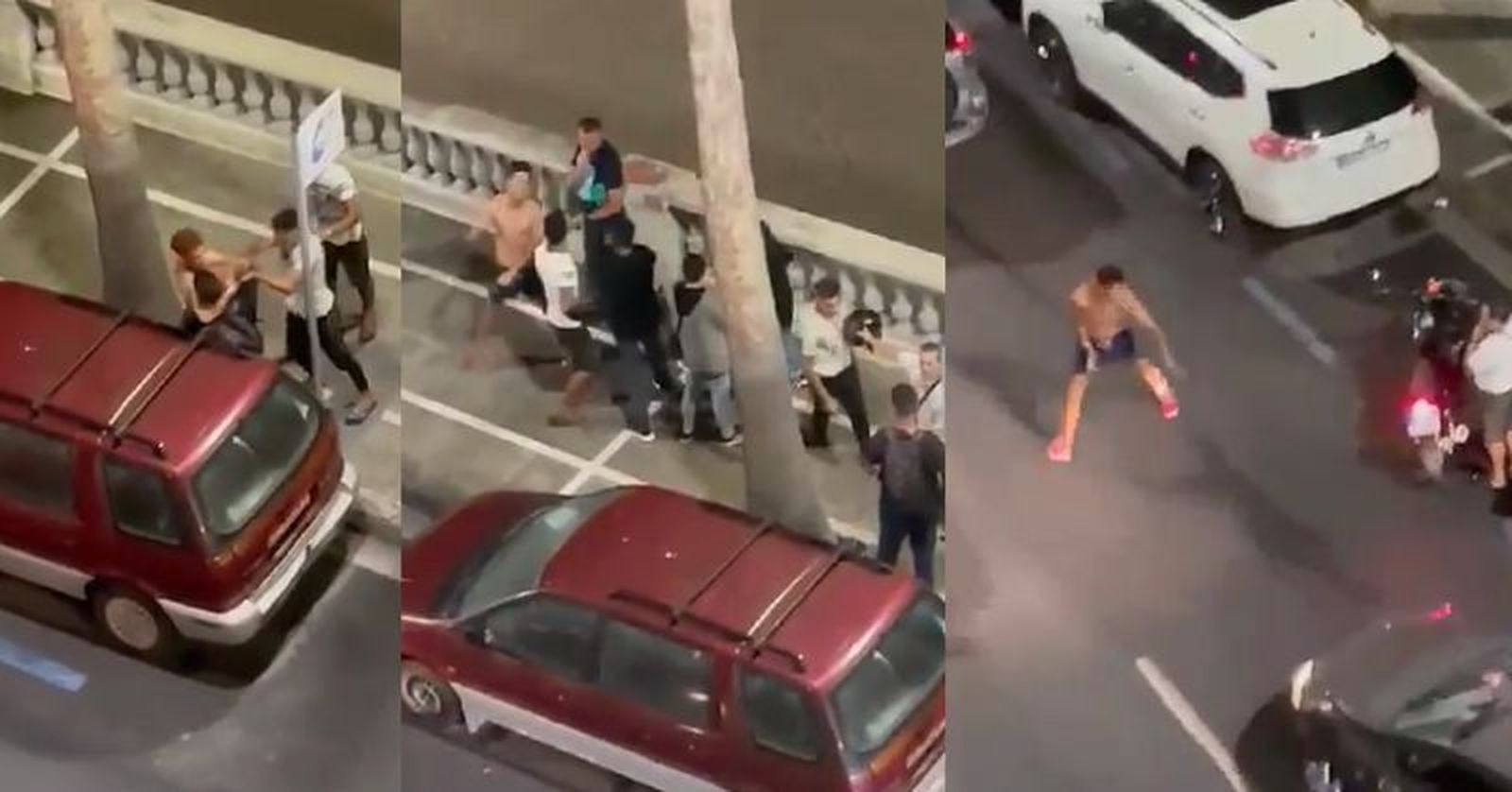 Imágenes de la agresión y el altercado producido esta madrugada en la calle Independencia. / CEDIDAS