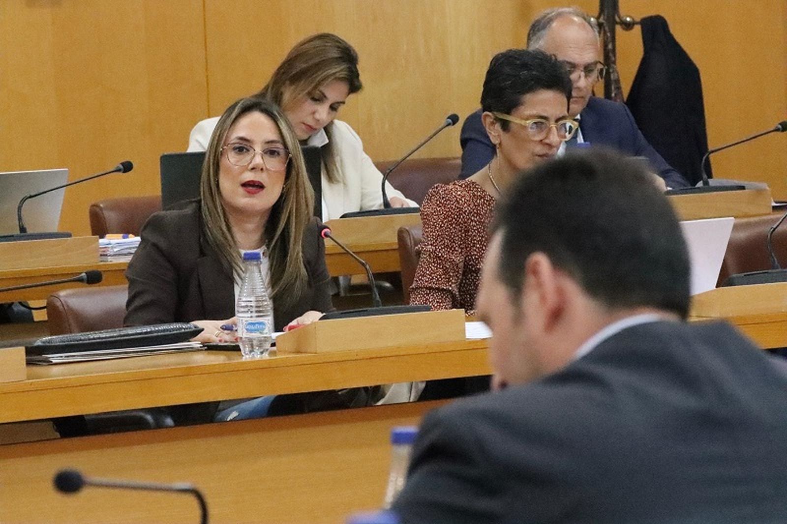 La consejera de Educación, Pilar Orozco, durante el pleno de este lunes. / FOTO REDUAN