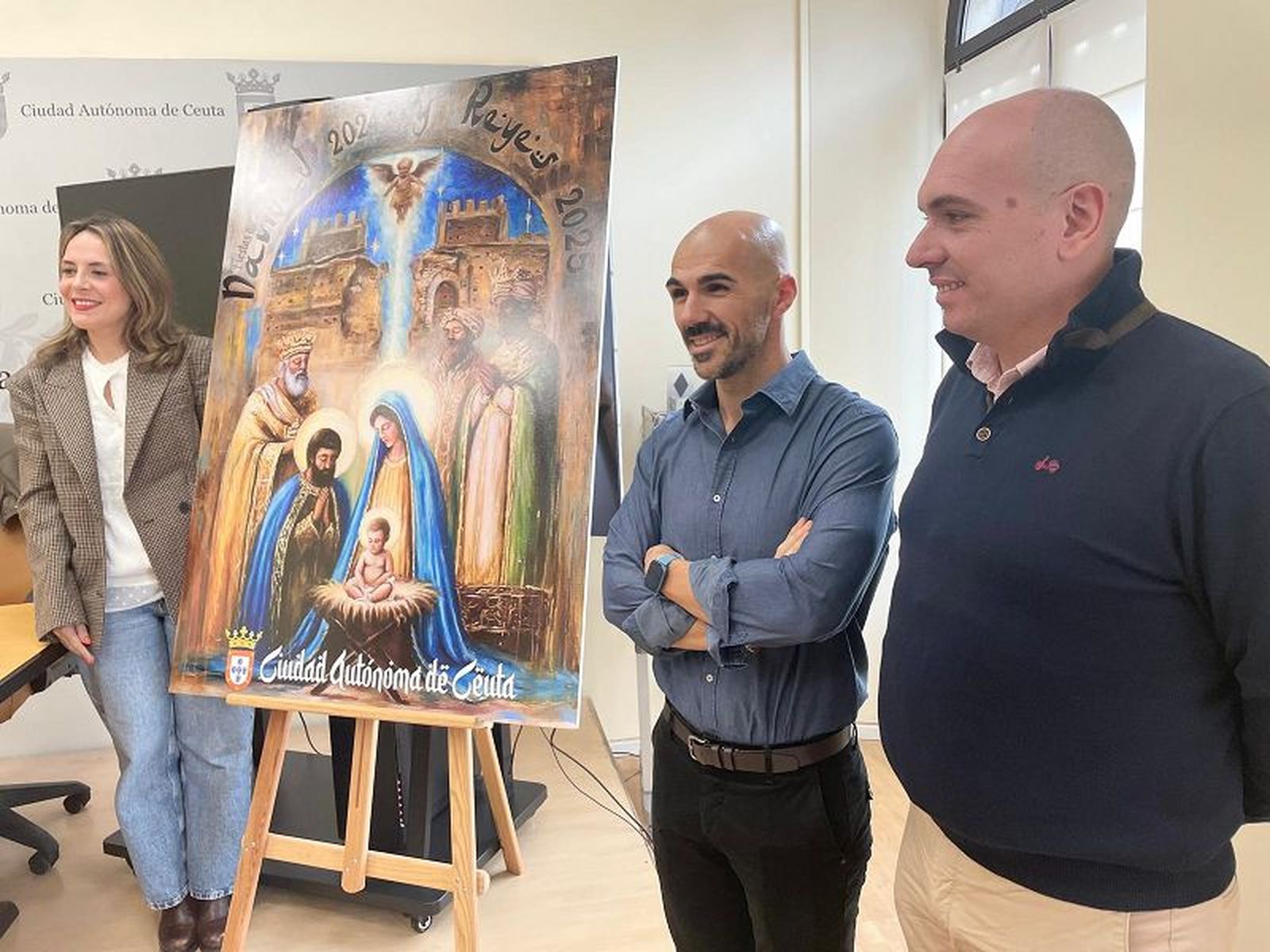 Presentación del cartel ganador que representa la Navidad de este año en Ceuta./ FOTO REDUAN