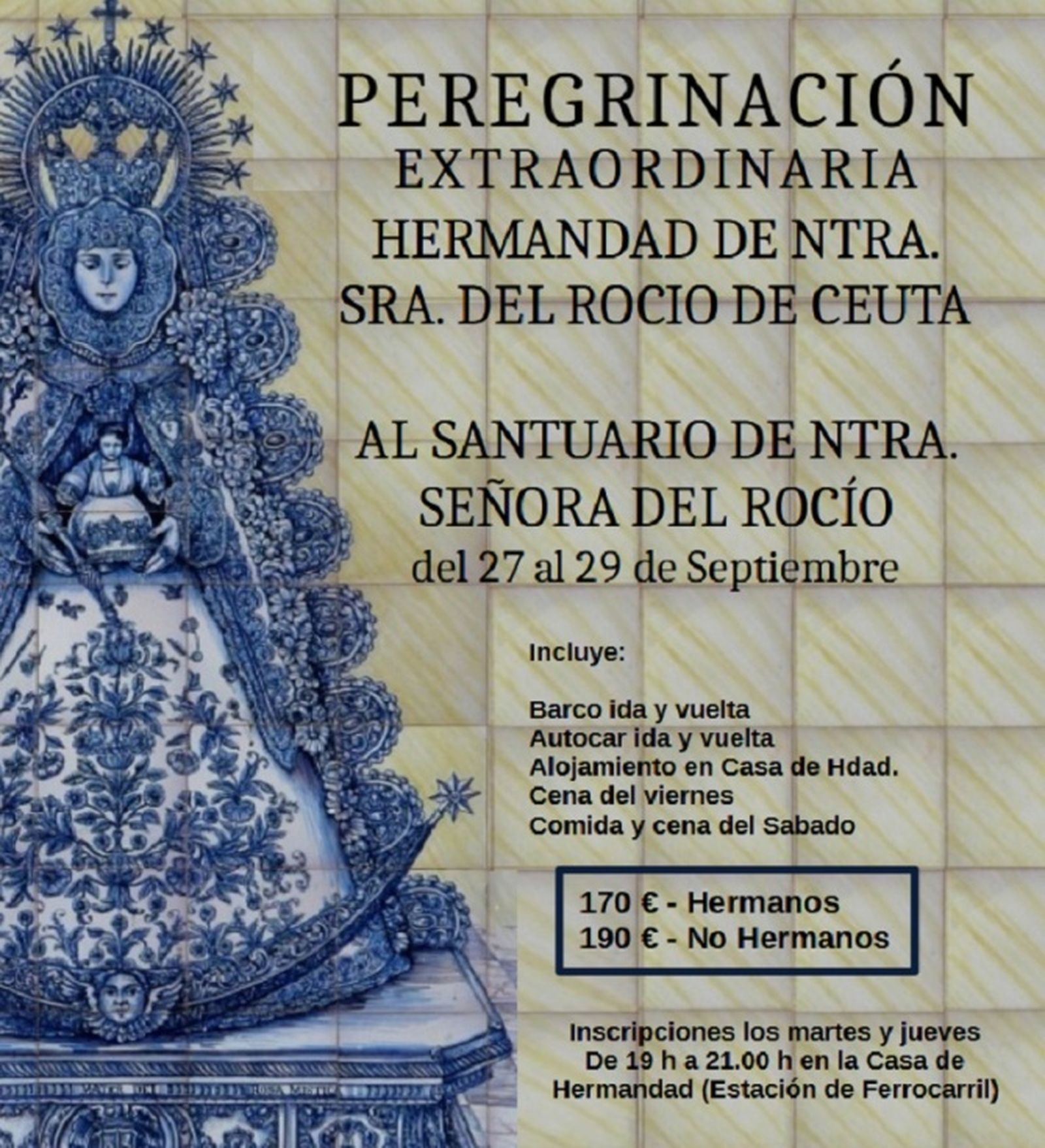 Cartel inscripción Peregrinación Extraordinaria Hermandad del Rocío | FOTO  REPRODUCCIÓN