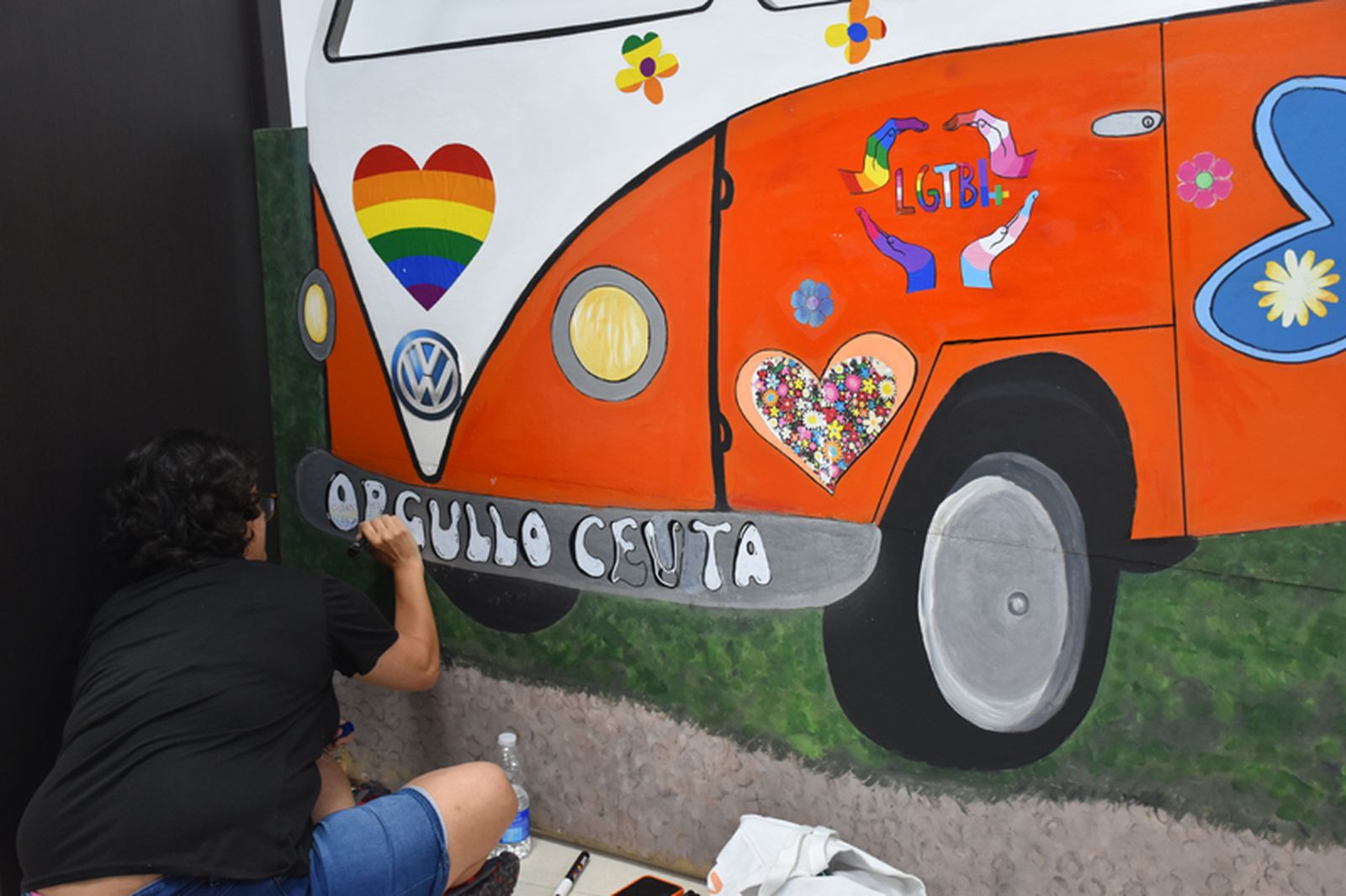 Photocall elaborado para el festival de música del sábado. / FOTO G.S.